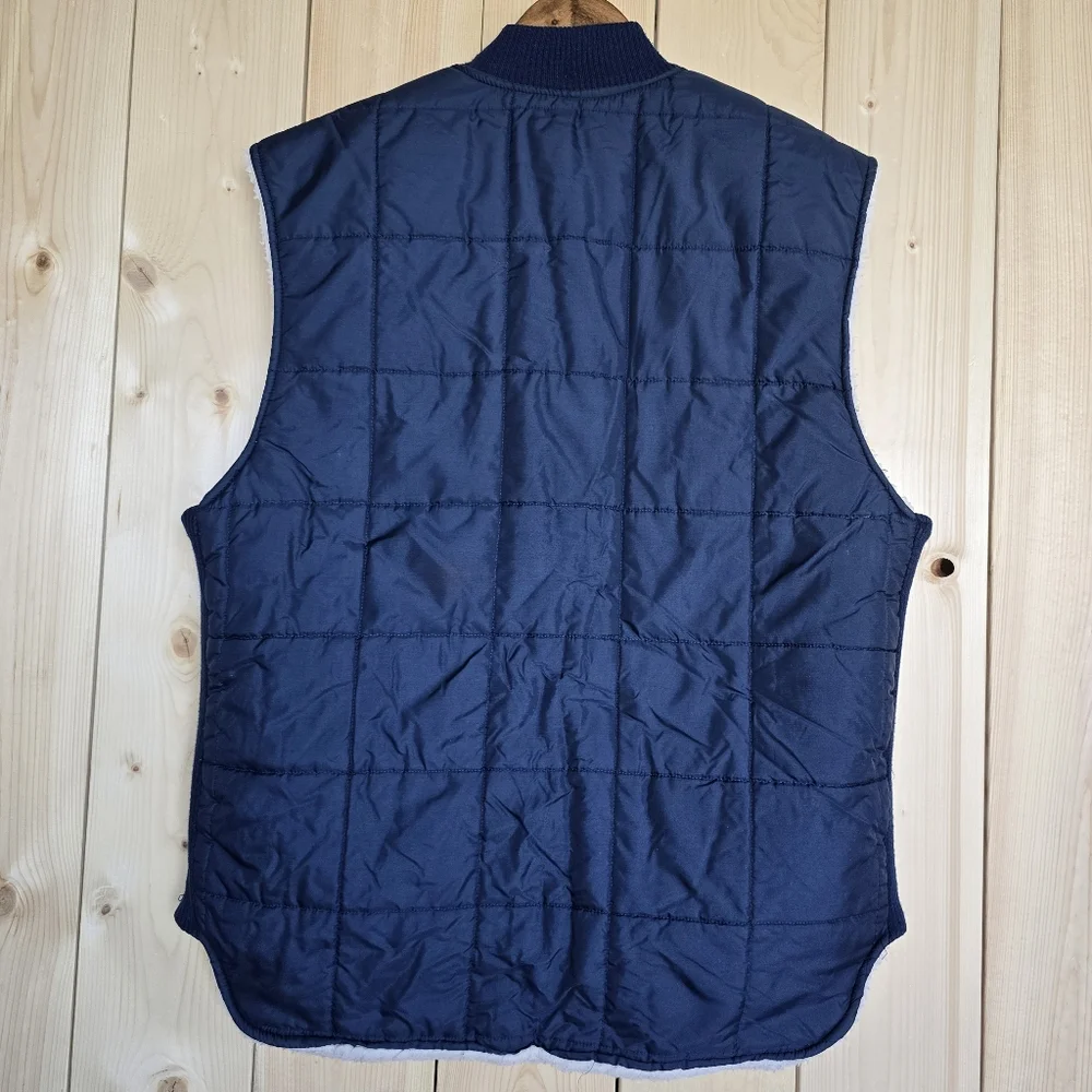 Vintage 80s Marks Workwear House Sherpa Lined Puffer Vest Mens Medium - Picture 6 of 10
